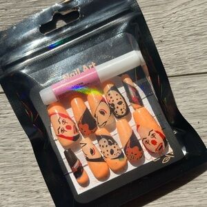 Halloween Nail Art Set with Horror Movie Character Faces